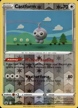 Castform 121/198 Common Chilling Reign Pokemon Reverse Holo Near Mint - Image 1