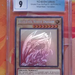 Konami Blue-Eyes White Dragon Ghost Rare Holo GFP2-EN175 CGC 9 1st Ed 2022 - Image 1