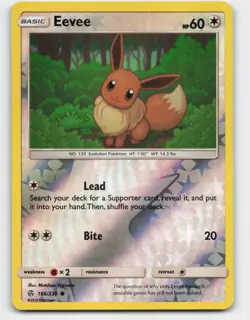 2019 Pokemon, Cosmic Eclipse, #166/236 Eevee, Reverse Holo Common NM - Image 1