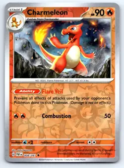 Pokemon Charmeleon SV: Paldean Fates (PAF) Uncommon Reverse Holofoil 008/091 NM - Image 1