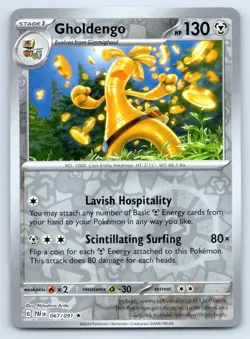 Pokemon Gholdengo Paldean Fates PAF R REVERSE HOLO 067/091 NM - Image 1