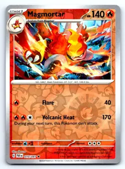 Pokemon Magmortar SV: Paldean Fates PAF Reverse Holo 010/091 NM Rare Hasuno - Image 1