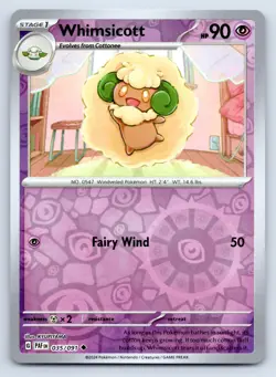 Pokemon Whimsicott SV: Paldean Fates PAF Reverse Holo 035/091 NM - Image 1