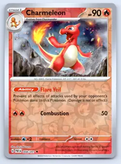 Pokemon Charmeleon SV: Paldean Fates PAF Reverse Holo 008/091 NM - Image 1