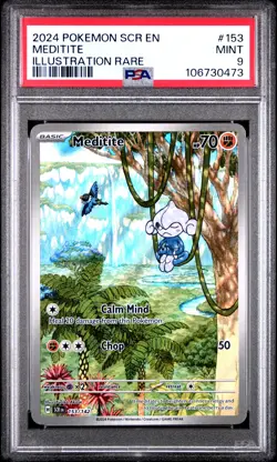 Meditite 153/142 Illustration Rare Stellar Crown Pokemon PSA 9 - Image 1