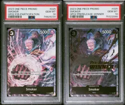 2023 Smoker P-025 Pre-Release Winner & Particip Promo OP02 One Piece Card PSA 10 - Image 1