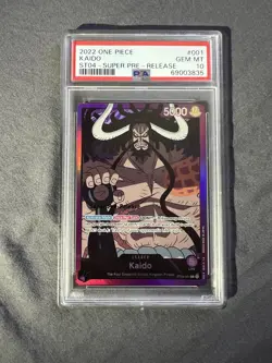 One Piece Kaido Super Pre Release Leader PSA 10 - Image 1