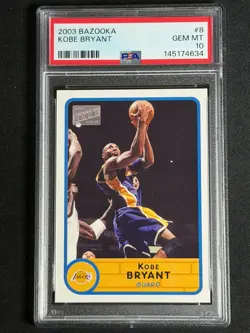 2003 Topps Bazooka Kobe Bryant #8 PSA 10 GEM MINT Lakers LOW POP NEW LABEL HOF - Image 1