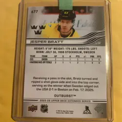 2025-26 upper deck extended - Jesper Bratt Team Sweden Outburst Silver - Image 2