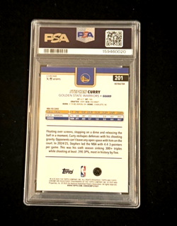 STEPHEN CURRY REFRACTOR #201 RARE GSW WARRIORS 2025 TOPPS CHROME PSA 9 MINT - Image 2