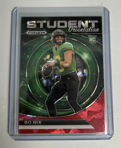 Bo Nix 2024 Panini Draft Picks Student Orientation #SO-BN Red Ice Prizm (RC) - Image 1