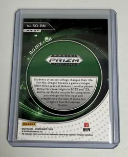 Bo Nix 2024 Panini Draft Picks Student Orientation #SO-BN Red Ice Prizm (RC) - Image 2