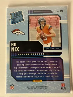 2024 Panini Donruss - Rated Rookie Retro Bo Nix #19 (RC) - Image 2