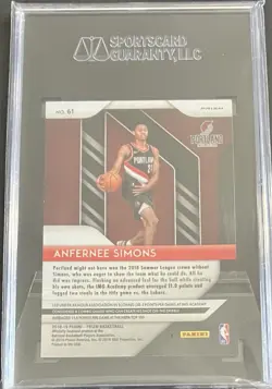 2018-19 Panini Prizm - Anfernee Simons #61 Silver Prizm (RC) SGC 9 - Image 2