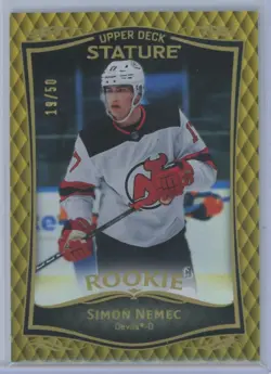 2023-24 Upper Deck Stature Rookie - Gold 19/50 Simon Nemec New Jersey Devils - Image 1