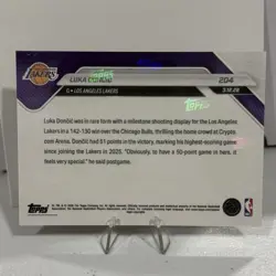 Luka Doncic Lakers 51 PT 2025-26 NBA Topps NOW Card 204 FoilFractor 1/1 - Image 2