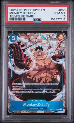 2025 One Piece OP13 En #058 Monkey D. Luffy Treasure Rare PSA 10 GEM MINT - Image 1