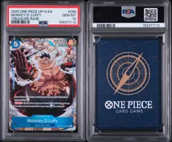 2025 One Piece OP13 En #058 Monkey D. Luffy Treasure Rare PSA 10 GEM MINT - Image 3