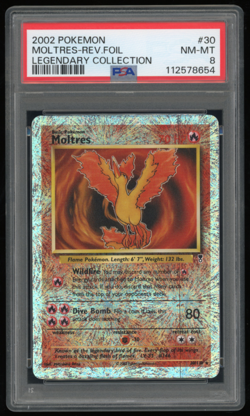 2002 POKEMON LEGENDARY COLLECTION 30/110 MOLTRES REVERSE FOIL PSA 8 - Image 1