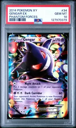 2014 POKEMON XY PHANTOM FORCES #34 GENGAR EX PSA 10 - Image 1