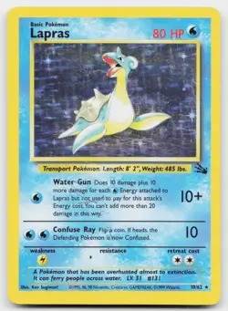 Lapras 10/62 Holo Rare Fossil Pokemon Unlimited Holo Lightly Played - Image 1
