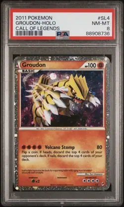PSA 8 Groudon SL4 Shiny Holo Call of Legends 2011 Secret Rare Pokemon Card - Image 1