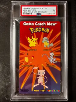 1999 Pokemon Toys R Us Gotta Catch Mew & Others Peel and Win Giveaway PSA 5 - Image 1
