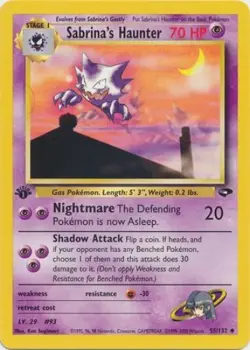 Pokemon Card - Gym Challenge 55/132 - SABRINA'S HAUNTER (unc) **1st Edition** NM - Image 1