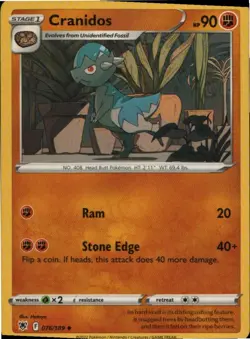 Cranidos 076/189 Uncommon Astral Radiance Pokemon Near Mint - Image 1
