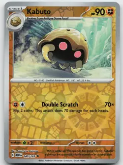 Kabuto 140/165 Uncommon 151 Pokemon Reverse Holo Near Mint - Image 1