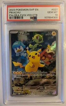 2023 Pokemon English Paldea Evolved PIKACHU SVP EN 027 HYPER RARE! PSA 10 Promo - Image 1