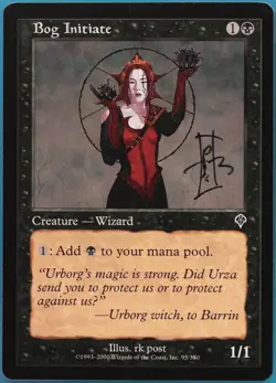 Bog Initiate Invasion NM Black Common SIGNED MAGIC CARD (ID# 437766) ABUGames - Image 1