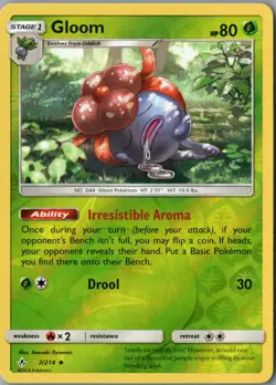 Gloom Uncommon SM - Unbroken Bonds 7/214 NM Reverse Holofoil - Pokemon - Image 1