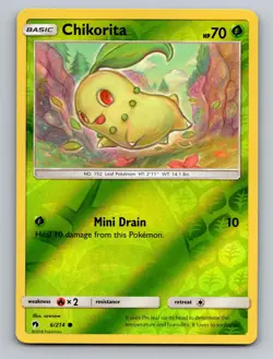 Chikorita 6/214 Lost Thunder Common Reverse Holo Near Mint - Image 1