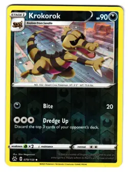 Krokorok 079/159 Uncommon Crown Zenith Pokemon Reverse Holo Near Mint - Image 1