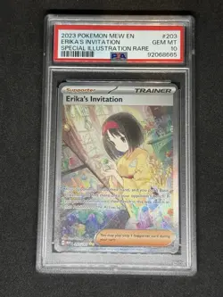 2023 POKEMON MEW EN-151 SPECIAL ILLUSTRATION RARE #203 ERIKA'S INVITATION PSA 10 - Image 1