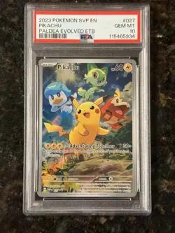 PSA 10 GEM MT Pikachu 2023 Pokemon Paldea Evolved Black Star Promo SVP en #027 - Image 1