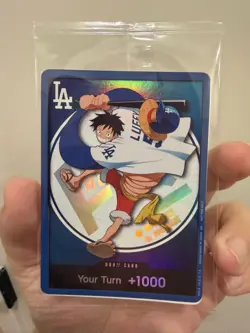 Bandai One Piece x Los Angeles Dodgers Monkey D. Luffy Don!! Card Promo Holo - Image 1