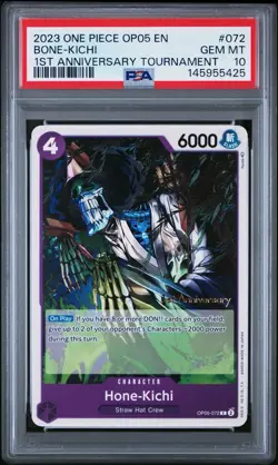 POP 1 Hone-Kichi OP05-072 1st Anniversary Tournament One Piece CCG PSA 10 ERROR - Image 1