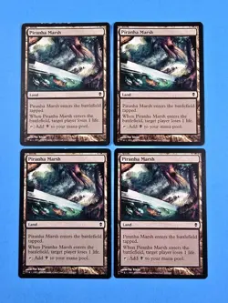 4x Piranha Marsh Zendikar 2009 Mtg Magic Black Swamp Land Mana Card 222 - Image 1