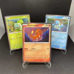 3 Card Set Bulbasaur Charmander Squirtle Pokemon 151 Poster Collection Box Promo - Image 1