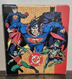 Vintage 1995 DC Comics Card Binder 1 of 2 Superman Batman Wonder Woman The Flash - Image 1
