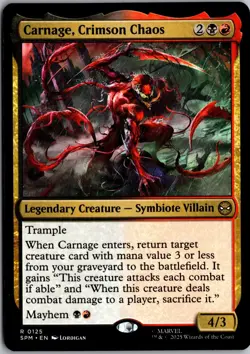 Carnage, Crimson Chaos 125 Rare Marvel's Spider-Man Magic: The Gathering NM - Image 1