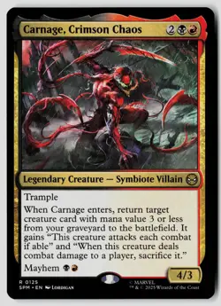 Carnage, Crimson Chaos 125 Rare Marvel's Spider-Man Magic: The Gathering NM - Image 1