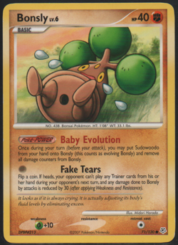 Bonsly 71/130 Diamond and Pearl 2007 Common Lightly Played Pokemon Card TCG - Image 1
