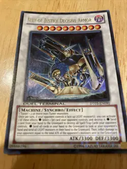 Yugioh 1x Ultra Rare Ally Of Justice Decisive Armor DT03-EN090 Near Mint - Image 1