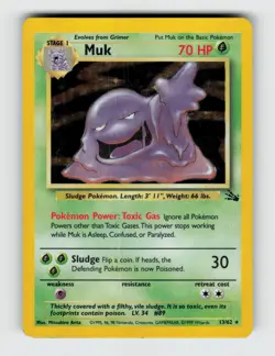 Muk 13/62 Unlimited Holo Rare Fossil Pokemon 1999 Moderately Played - Image 1