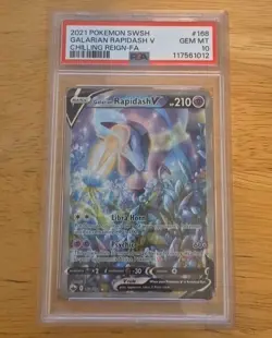 PSA 10 Galarian Rapidash V 168/198 Chilling Reign Full Art Pokemon Card - Image 1