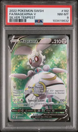 2022 POKEMON SWORD & SHIELD SILVER TEMPEST #182 FULL ART/MAGEARNA V PSA 8 - Image 1