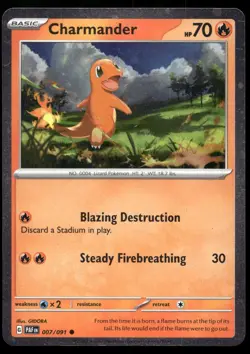 POKEMON CHARMANDER PALDEAN FATES 007/091 C COSMOS HOLO NM/M - Image 1
